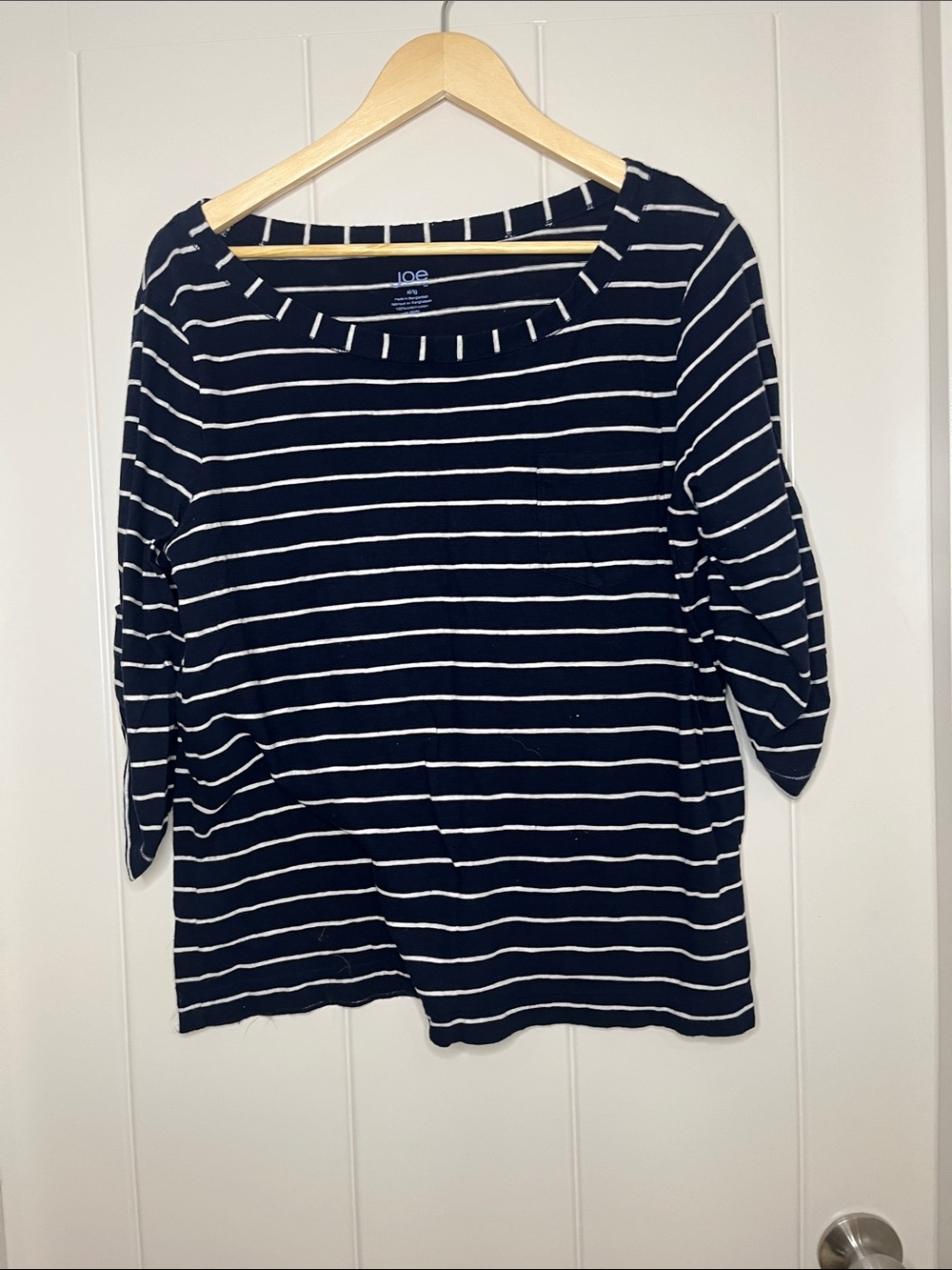 Joe Fresh Navy and White Striped Long Sleeve Top